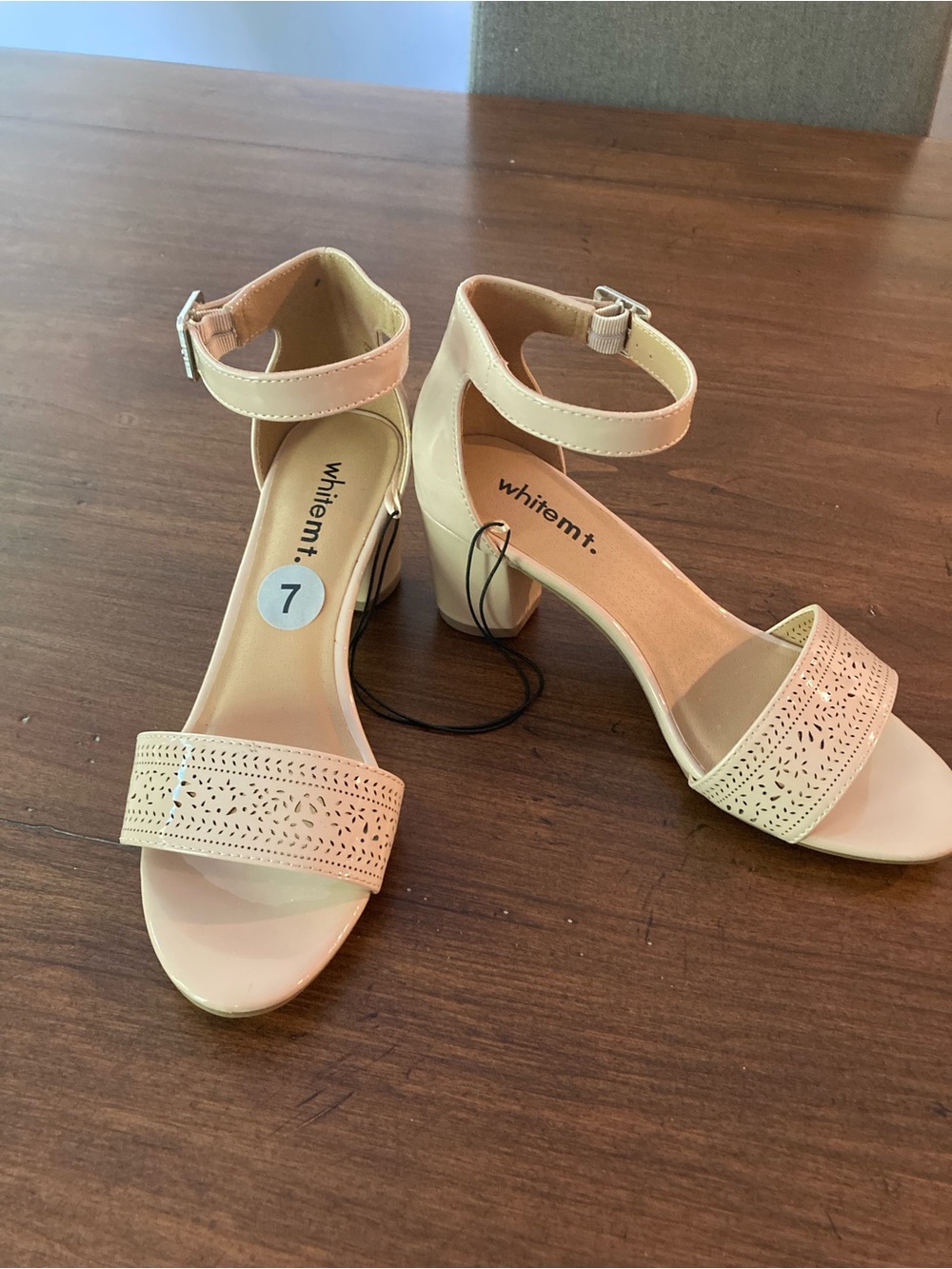 Whitemt. Nude Ankle-Strap Block Heel Sandals NWOT
